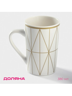 Кружка Доляна White style, 380 мл, фарфор, белая