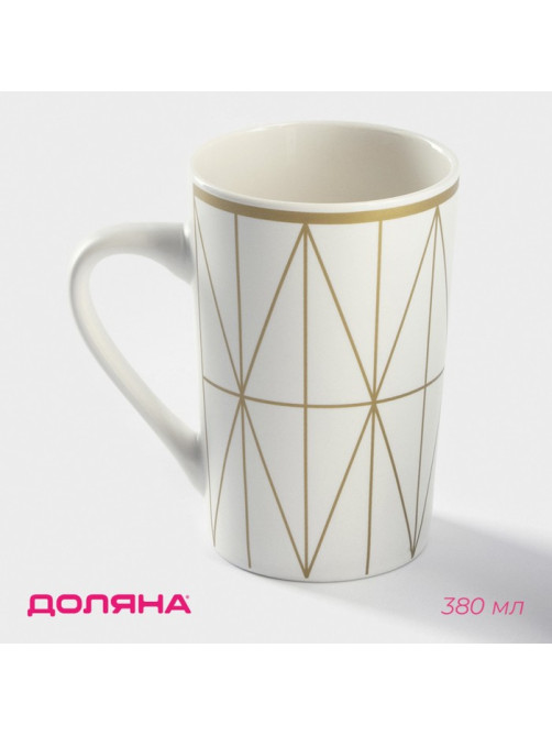 Кружка Доляна White style, 380 мл, фарфор, белая