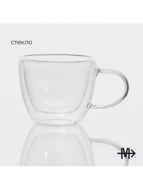 Кружка с двойными стенками Magistro «Дуо», 160 мл, 9×6.5 см, стекло, прозрачная