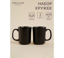 Кружки SL Home «Дарк», 400 мл, набор 2 шт., фарфор, чёрные