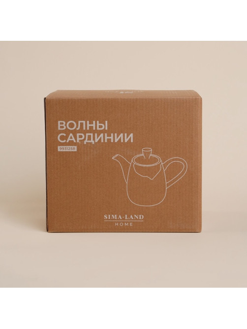 Заварочный чайник SL Home «Волны Сардинии», 1.3 л, 22.5×11×19 см, фарфор, бежевый