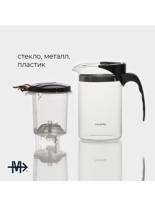 Заварочный чайник гунфу Magistro «Мантана», 500 мл, металлическое сито, стекло