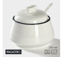 Сахарница с ложкой Magistro «Морской бриз», 250 мл, фарфор, белая
