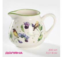 Молочник фарфоровый Доляна «Зелёный сад», 300 мл, 11.5×8×8 см