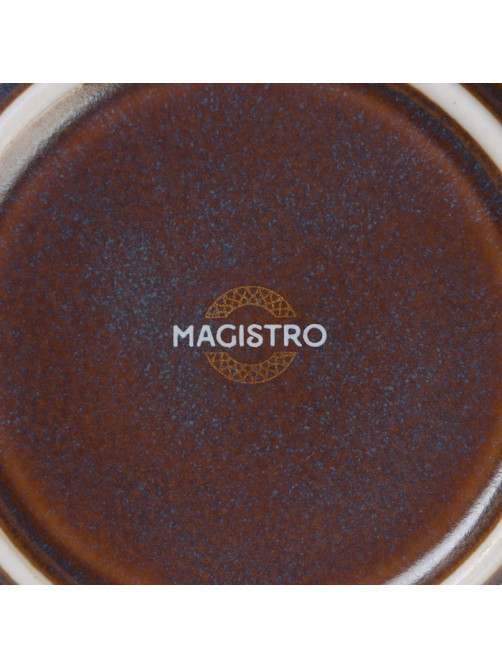 Чайная пара Magistro Garland, чашка 200 мл, блюдце d=14.2 см, фарфор, синяя, коричневая