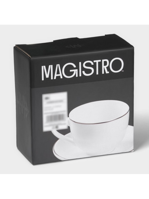 Кофейная пара Magistro La Perle, 2 предмета: чашка 100 мл, блюдце d=11.5 см, фарфор, белая