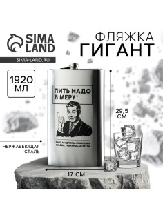 Фляжка ГИГАНТ «Мера», 1920 мл, серебристая