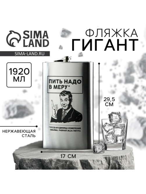 Фляжка ГИГАНТ «Мера», 1920 мл, серебристая