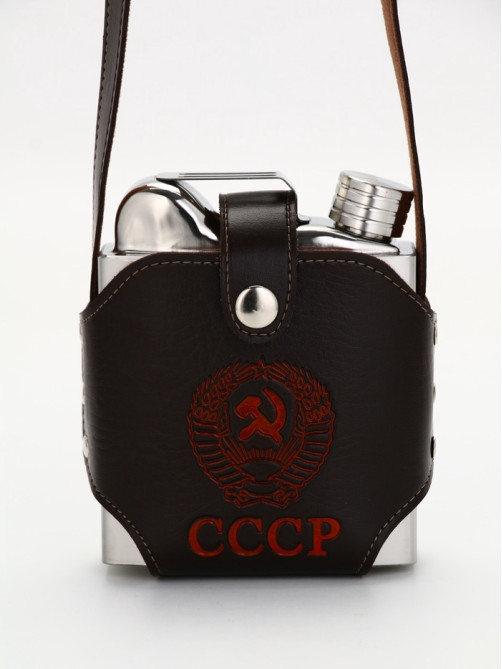 Фляжка «СССР», нержавеющая сталь, чехол, 540 мл