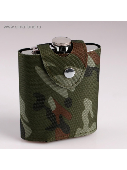 Фляжка Мастер К «Майор», 210 мл, в чехле, подарочная, армейская, 7 oz, нержавеющая сталь, зелёная