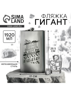 Фляжка ГИГАНТ «Нельзя соблюдать меру», 1920 мл, серебристая