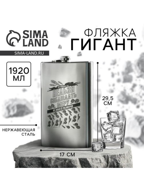 Фляжка ГИГАНТ «Нельзя соблюдать меру», 1920 мл, серебристая