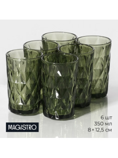 Стаканы Magistro «Круиз», 350 мл, 8×12.5 см, набор 6 шт., стекло, зелёные