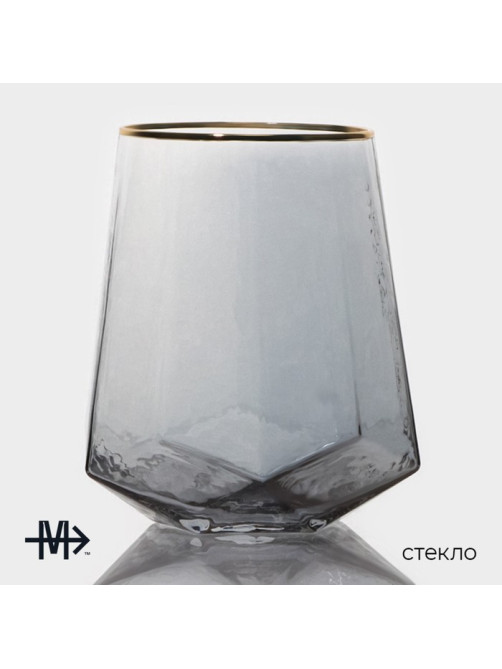 Стаканы Magistro «Дарио», 450 мл, 10×11.5 см, набор 6 шт., с золотой отводкой, стекло, графит