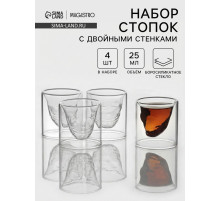 Набор стопок Magistro «Череп. Хэллоуин», 25 мл, набор 4 шт., стекло, прозрачный
