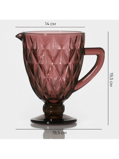 Кувшин для воды Magistro «Круиз», 1.1 л, 14×19.5 см, стекло, розовый
