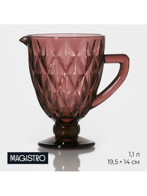 Кувшин для воды Magistro «Круиз», 1.1 л, 14×19.5 см, стекло, розовый