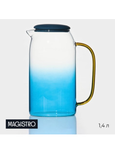 Кувшин для воды Magistro «Модерн», 1.4 л, 16×21 см, стекло, с крышкой, синий
