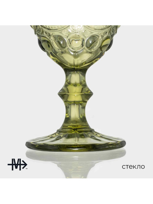 Бокалы для вина Magistro «Ла-Манш», 250 мл, 9×15.2 см, набор 6 шт., стекло, зелёные