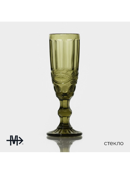 Бокалы для шампанского Magistro «Ла-Манш», 160 мл, 7×20 см, набор 2 шт., стекло, зелёные