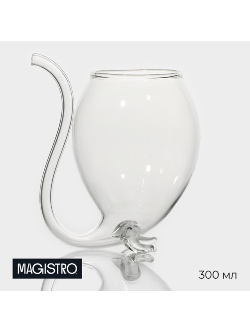 Бокал для вина Magistro «Пантера», 300 мл, 10.5×8.5×12.5 см, стекло, с трубочкой, прозрачный