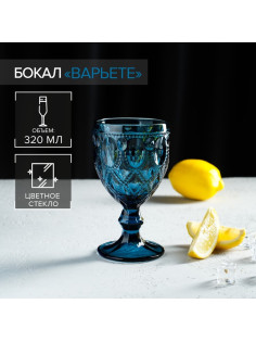 Бокал для вина Magistro «Варьете», 320 мл, стекло, синий