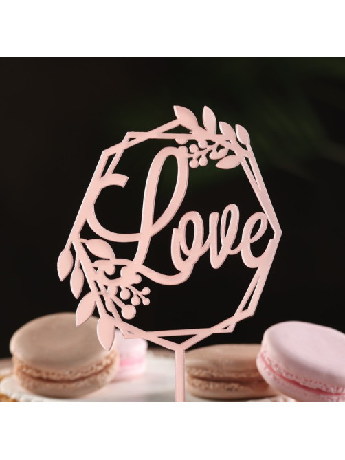 Топпер для торта Love, розовое золото