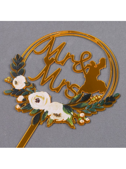 Топпер для торта Mr & Mrs, золотой