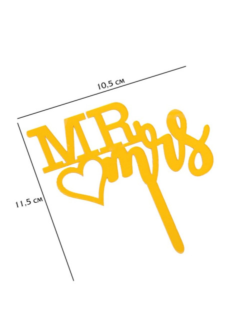 Топпер для торта «Mr&Mrs», золото