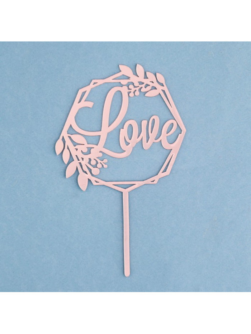 Топпер для торта Love, розовое золото