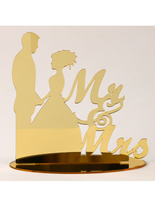 Топпер для торта «Mr&Mrs», золотой