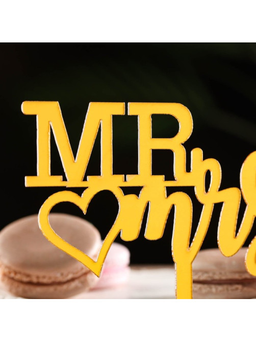 Топпер для торта «Mr&Mrs», золото