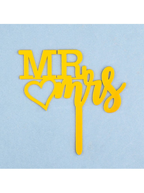 Топпер для торта «Mr&Mrs», золото