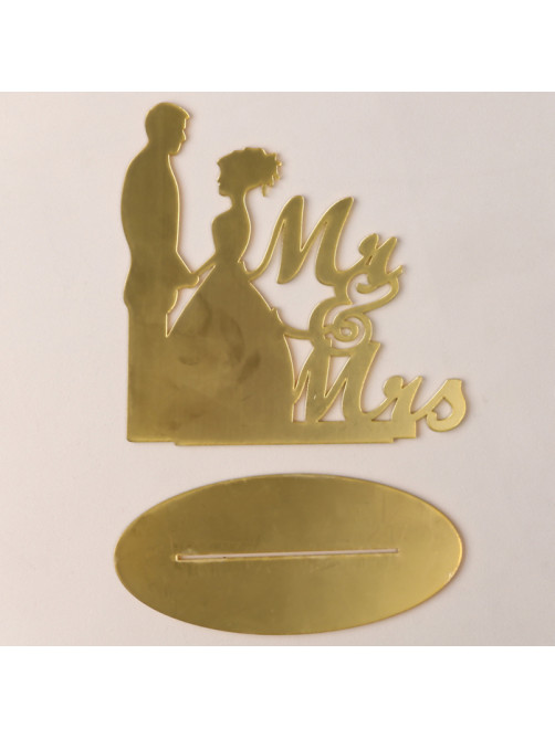 Топпер для торта «Mr&Mrs», золотой