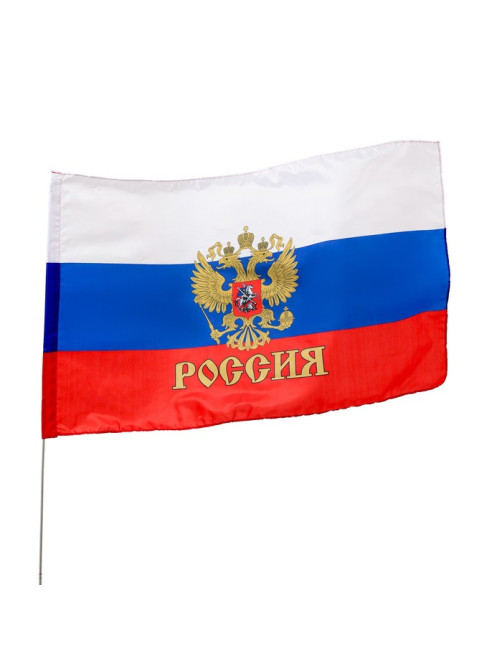 Флаг России, 90×145 см, с гербом, полиэфирный шёлк