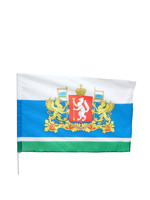 Флаг Свердловской области с Гербом, 90×135 см, полиэфирный шёлк, без древка