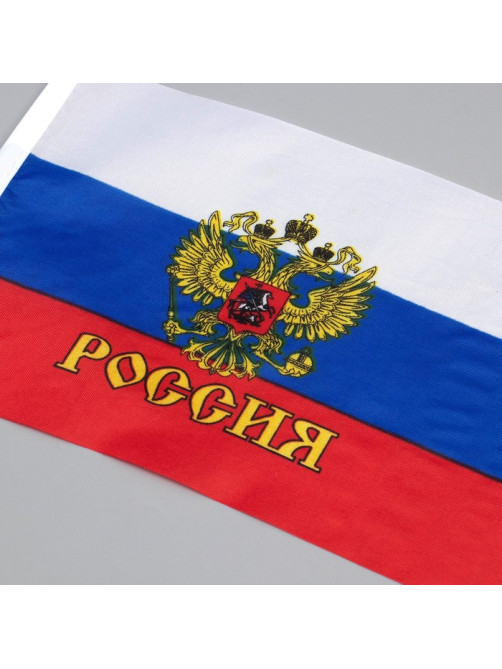 Флаг России «Герб», 14×21 см, шток 30 см, полиэфирный шелк
