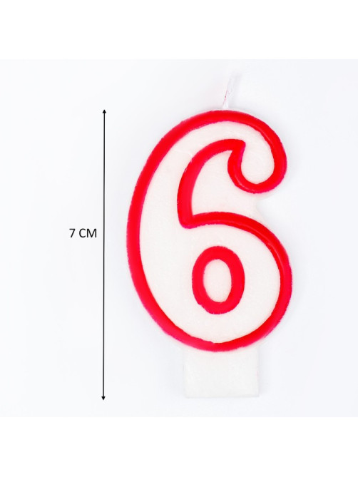 Свеча для торта «Цифра 6», 7 см, МИКС