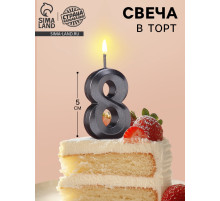 Свеча в торт на шпажке «Цифра 8», черная, 5 см