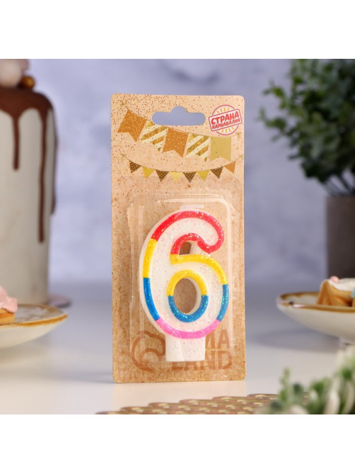 Свеча для торта «Цифра 6», 7 см