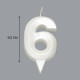 Свеча в торт «Грань», цифра 6, жемчужный, 6.5 см