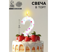 Свеча в торт на день рождения «Цифра 2 », 9 см