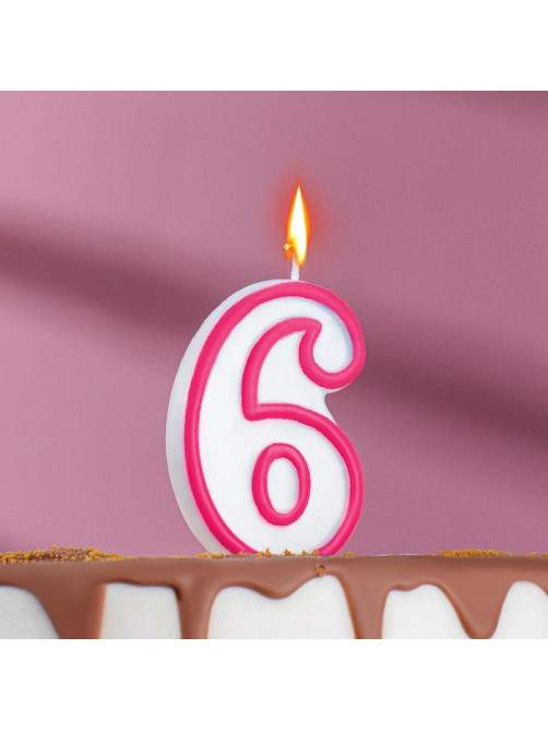 Свеча для торта «Цифра 6», 7 см, МИКС