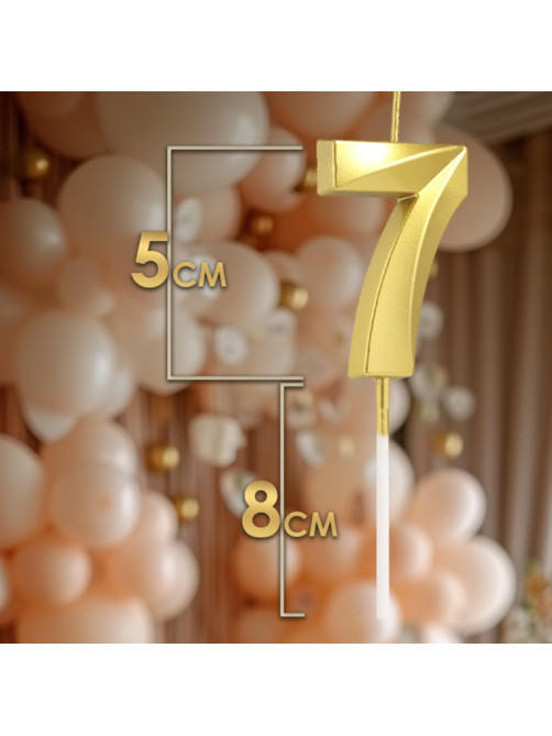 Свеча в торт на шпажке «Цифра 7», золотая, 5 см