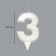 Свеча в торт «Грань», цифра 3, жемчужный, 6.5 см