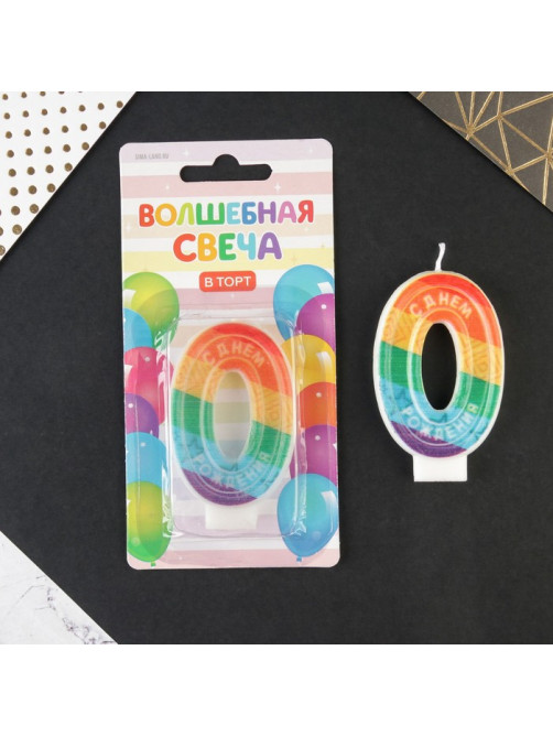 Свеча для торта, цифра 0 «С Днем рождения», 7×4.3 см