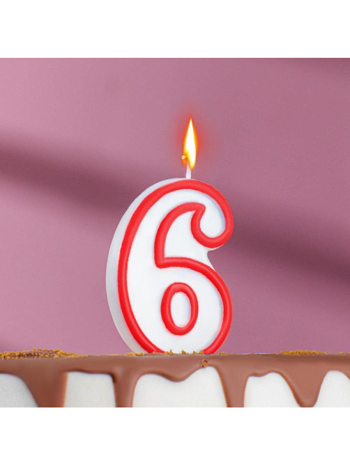 Свеча для торта «Цифра 6», 7 см, МИКС