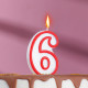 Свеча для торта «Цифра 6», 7 см, МИКС