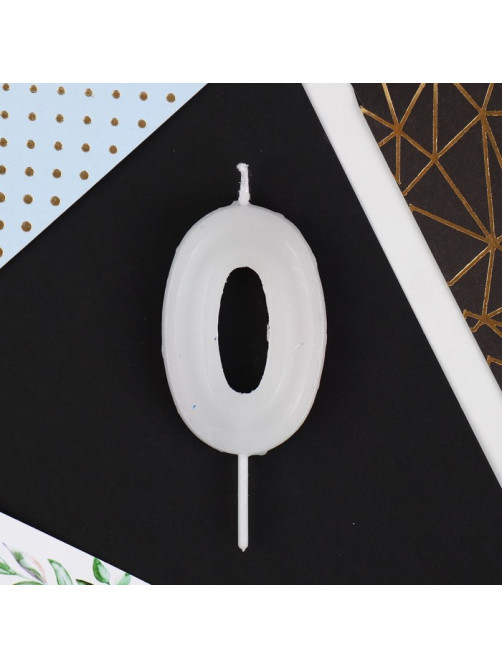 Свеча для торта, цифра «0», разноцветная, 5.5×8 см