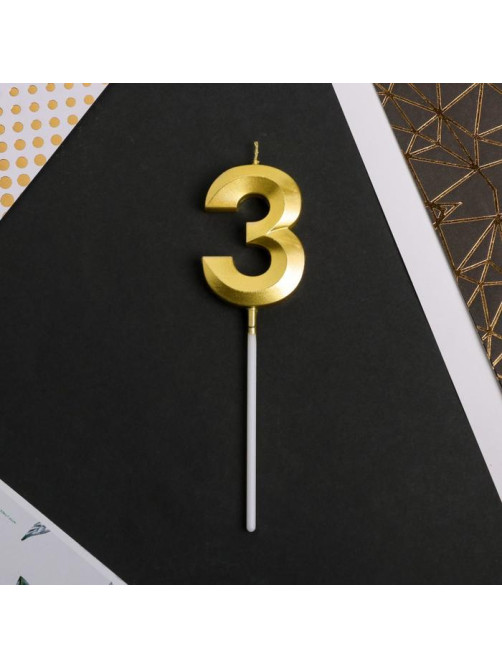 Свеча для торта, цифра «3», 11.5×2.3 см
